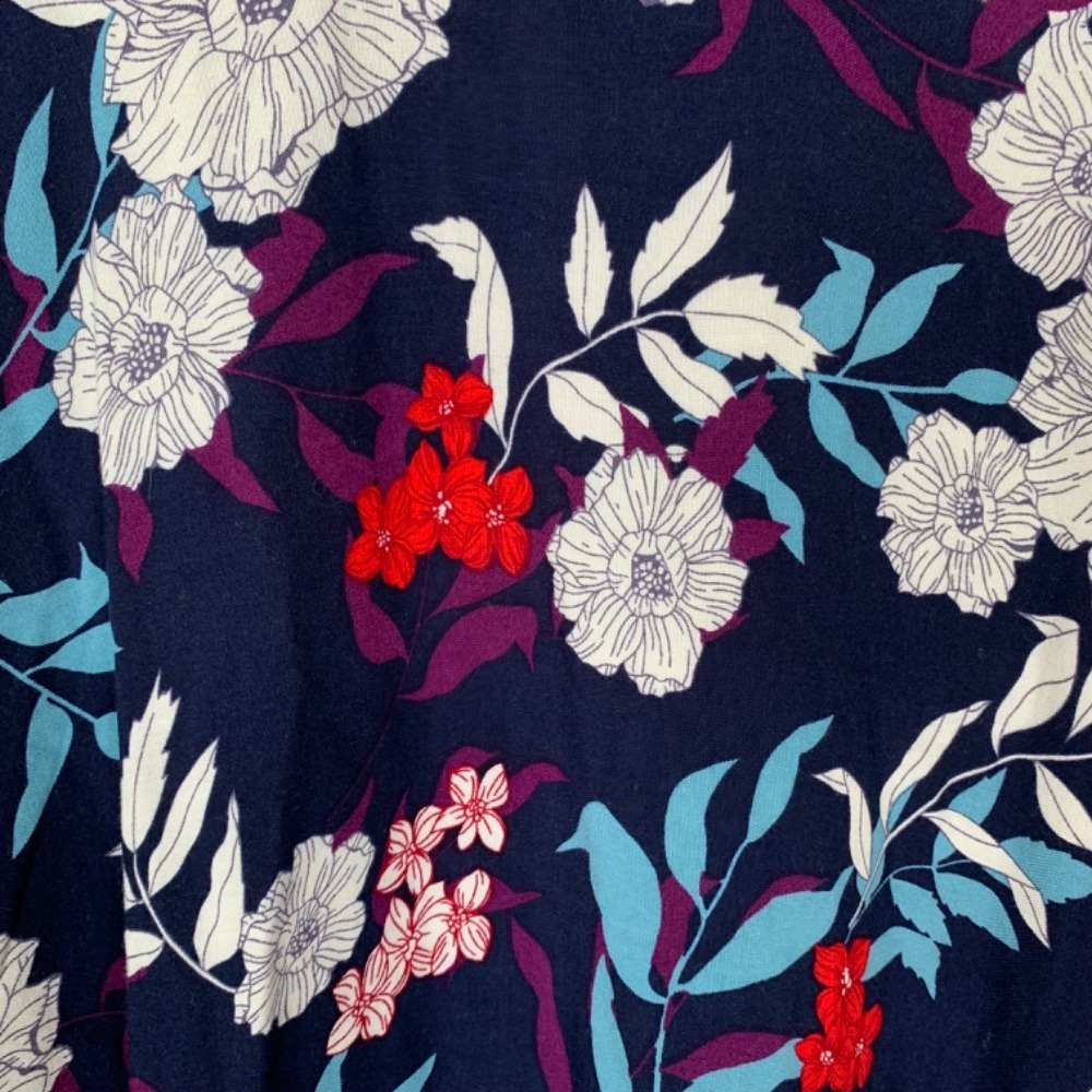 Navy Floral Kaftan/Maxi Dress Sheer Detailing Boho Beach READ - Picture 3 of 5